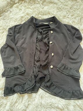 New York & Company Black Ruffle-Trim Jacket